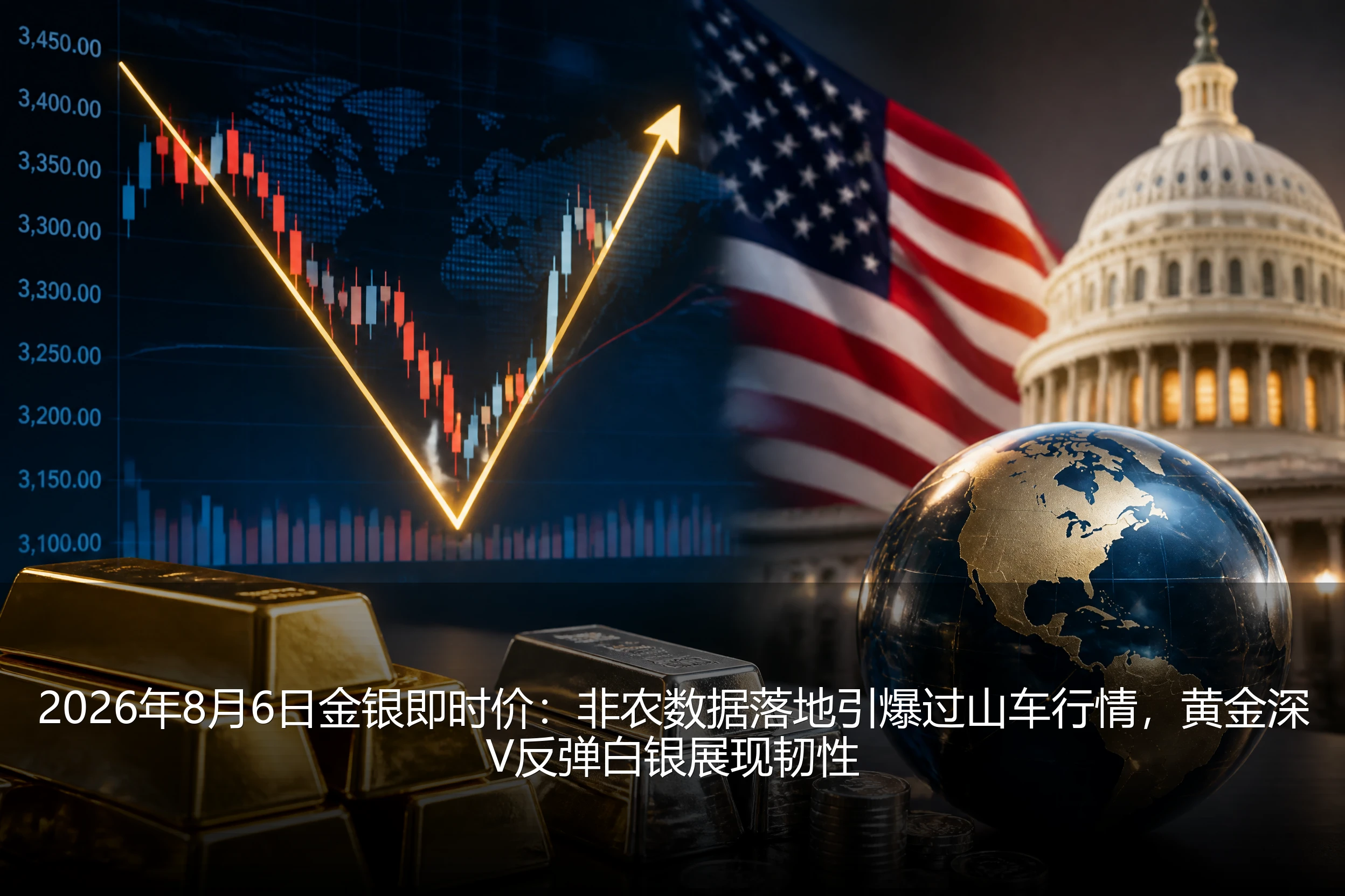 2026年8月6日金银即时价：非农数据落地引爆过山车行情，黄金深V反弹白银展现韧性