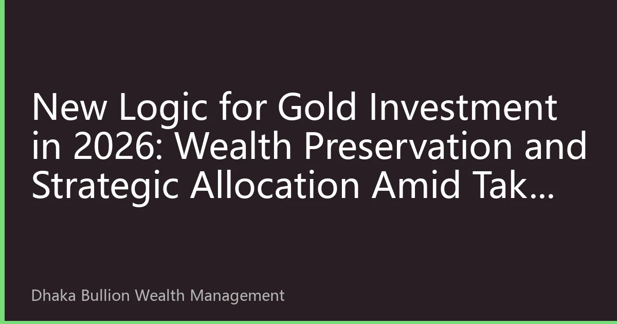 New Logic for Gold Investment in 2026: Wealth Preservation and Strategic Allocation Amid Taka Depreciation